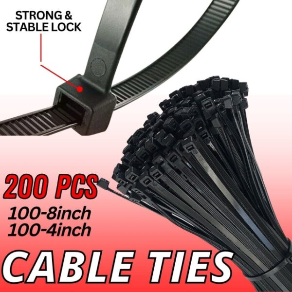 200PCS Cable Ties Zip UV Weather Resistant